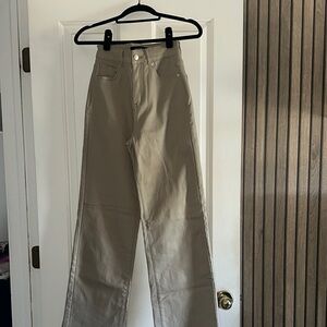 AKIRA Tan Flare Wide Leg leather pants NEVER BEEN WORN